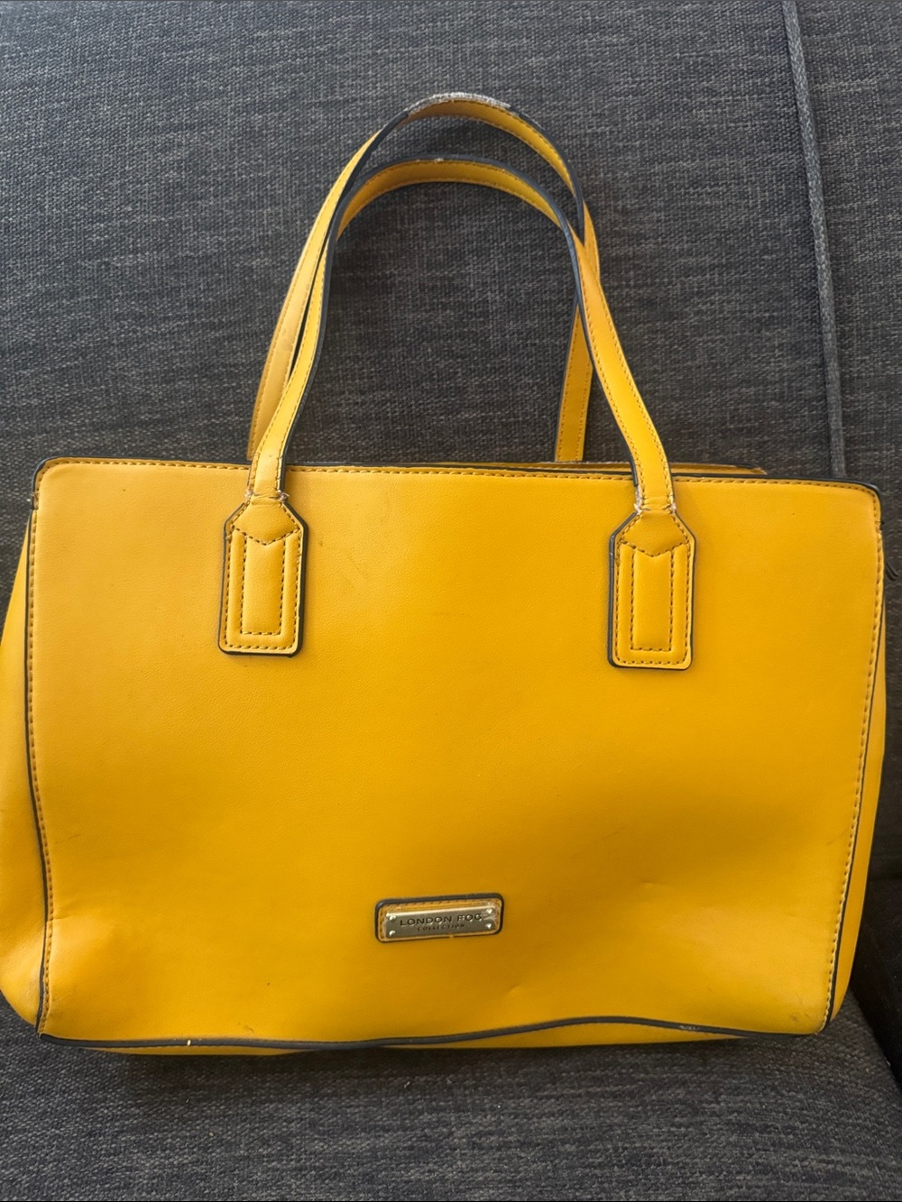 London Fog Bright Yellow Structured Tote Shoulder Bag